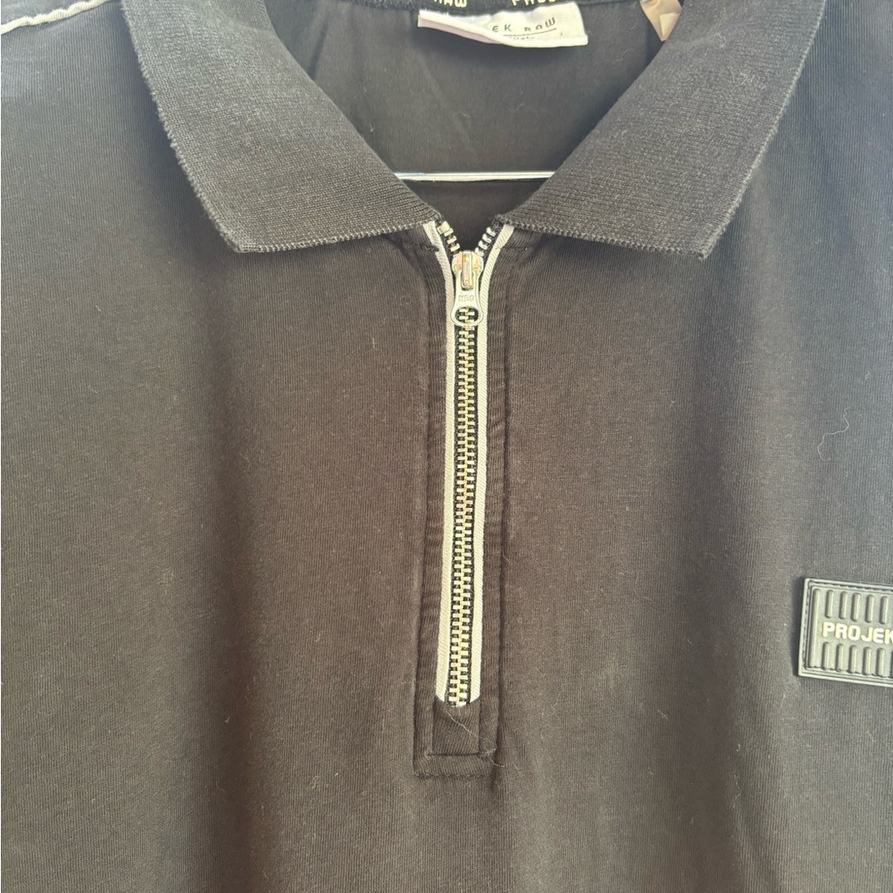 Projek Raw Black Polo Shirt White Accents 1/4 zip Men's size XL Tall Golf - Picture 4 of 10